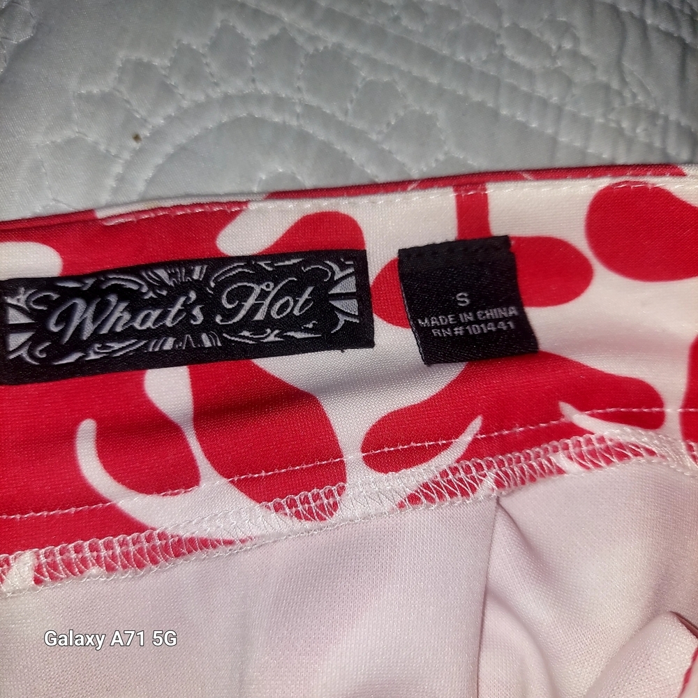 Red and White Tiered Maxi A-Line Skirt - Picture 7 of 7